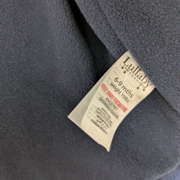 Baby Raincoat 6-9 Months Fleece-Lined Waterproof Coat Unisex Blue Geometric - Picture 3 of 5